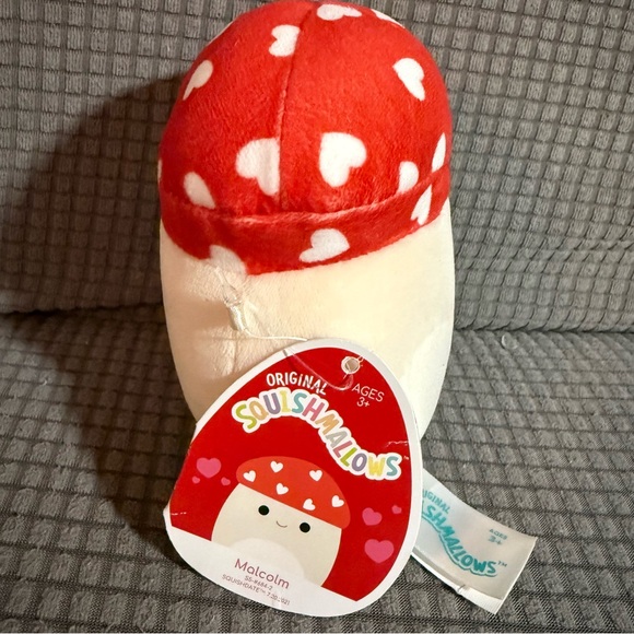 NWT Squishmallows Valentines Day Malcolm the Mushroom 5” Stuffed Plush Hearts - Picture 5 of 5